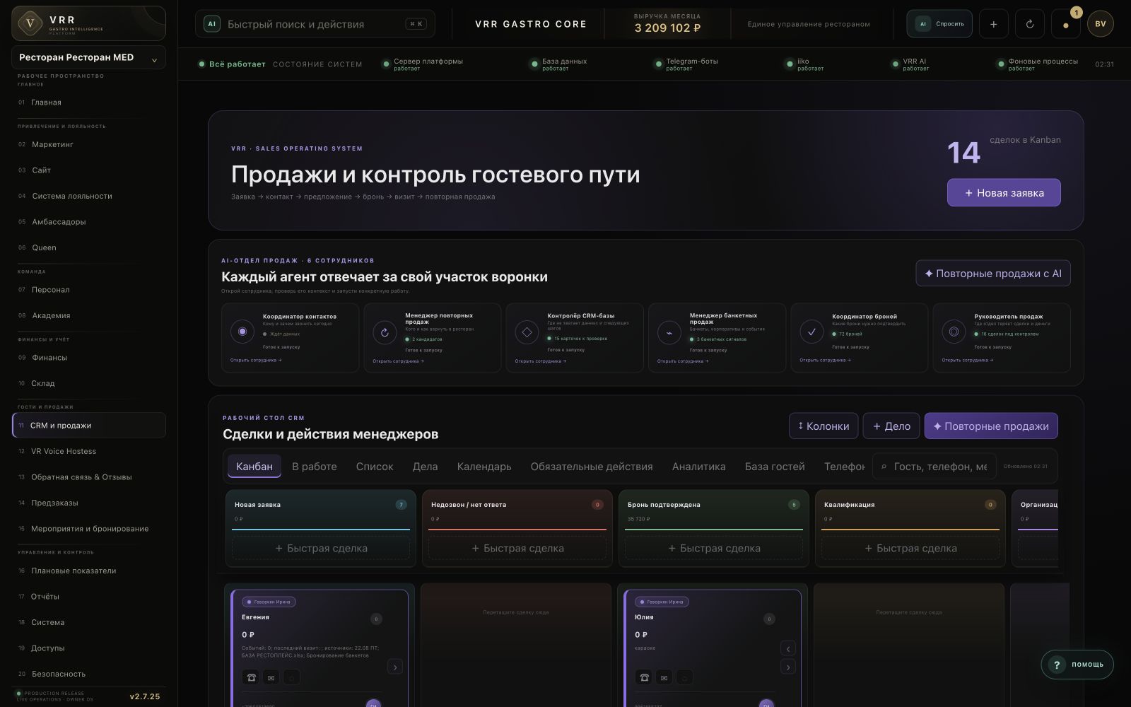 Каждый гость остаётся в системе. Каждая возможность — в работе. — актуальный интерфейс VRR